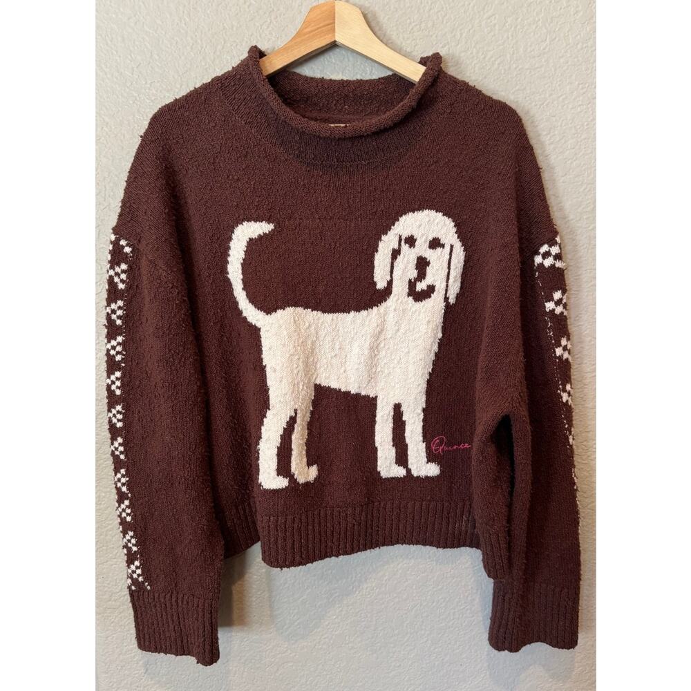 NEW FREE PEOPLE Story Book Cotton Blend Sweater In Brown Size Small - Picture 12 of 13